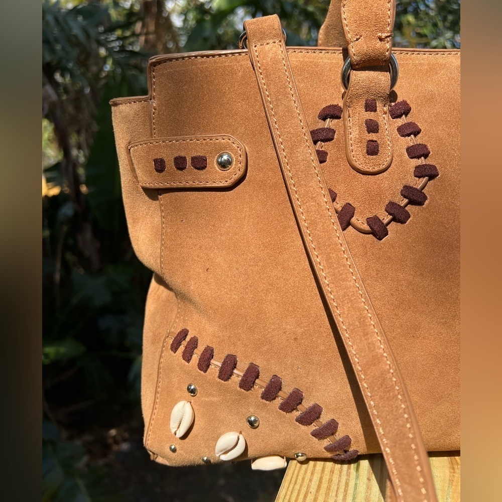 Ashro Western Boho Suede Satchel Bag – 17x10” Shoulder & Crossbody Purse - Picture 5 of 15